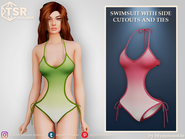 Sims 4 — Swimsuit with side cutouts and ties by MysteriousOo — Swimsuit with side cutouts and ties in 5 colors