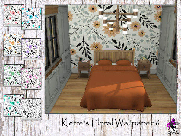 Sims 4 — Kerre_FloralWallpaper6.package by Kerre2215 — Four more Floral Wallpapers with baseboards