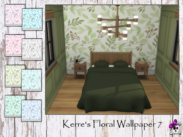 Sims 4 — Kerre_FloralWallpaper7.package by Kerre2215 — Four more Floral Wallpapers with baseboards