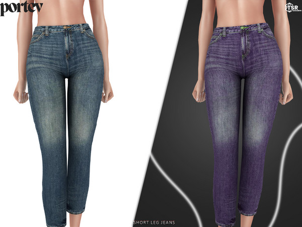 Sims 4 — Short Leg Jeans by portev — new Mesh 4 colors