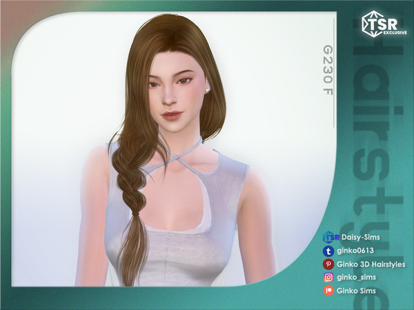 Sims 4 — Side Braid Hair - Ginko 230 by Daisy-Sims — 21 base colors + 9 ombre colors