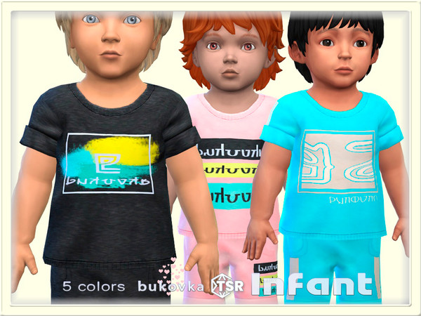Sims 4 — T-Shirt Print by bukovka — Cute T-shirt for infants, boys only, in 5 color options. New mesh mine, included.