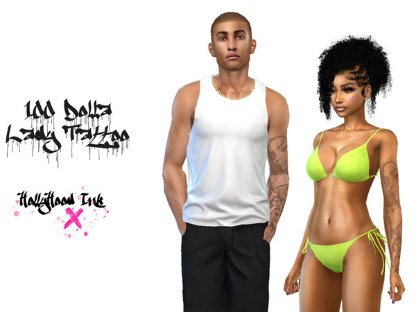 Sims 4 — 100 Dolla Lady R.package by teekdafreek2 — 100 Dolla Lady Arm Sleeve Tattoo Unisex