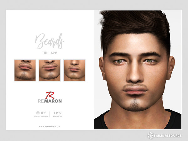 Sims 4 — Beard - Goatee Male Sim by remaron — Beard for teen to elder in The Sims 4 ReMaron_Beard09 -24 Swatches