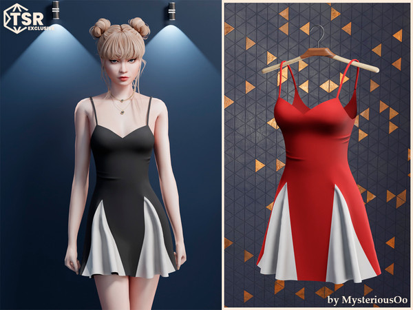 Sims 4 — Cocktail dress with white inserts by MysteriousOo — Cocktail dress with white inserts in 6 colors