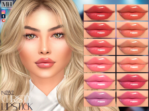 Sims 4 — Christy Lipstick N282 - V1 by MagicHand — Glossy lips in 16 colors - HQ Compatible.
