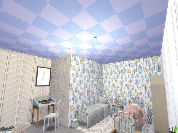 Sims 4 — Checkered Ceiling-Floor by lavilikesims — A bright fun ceiling for any teen room, in 7 colours (found in misc