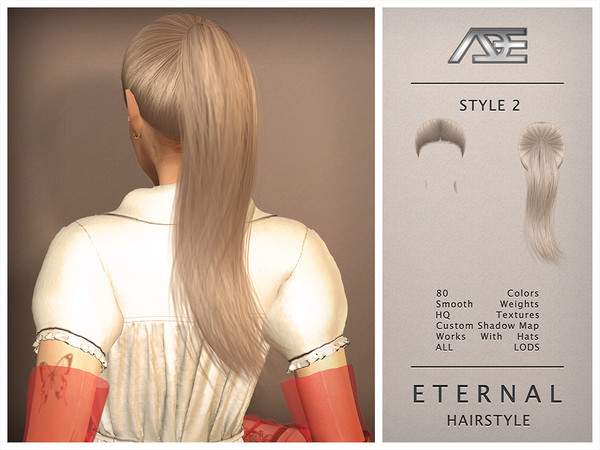 Sims 4 — Eternal - Style 2 (Hairstyle) by Ade_Darma — Eternal Hairstyle - Style 2 Ariana Grande Inspired Hair New Hair