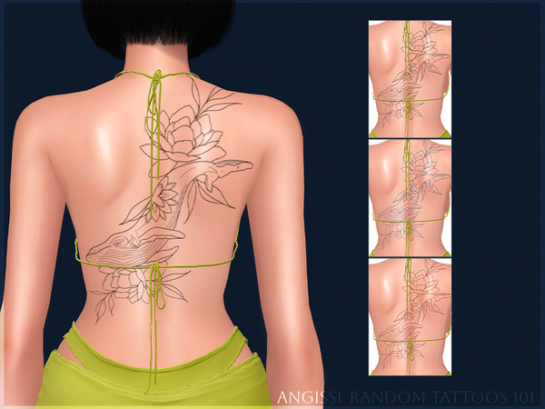 Sims 4 — Random tattoos 101 by ANGISSI — PREVIEWS MADE USING HQ MOD HQ compatible