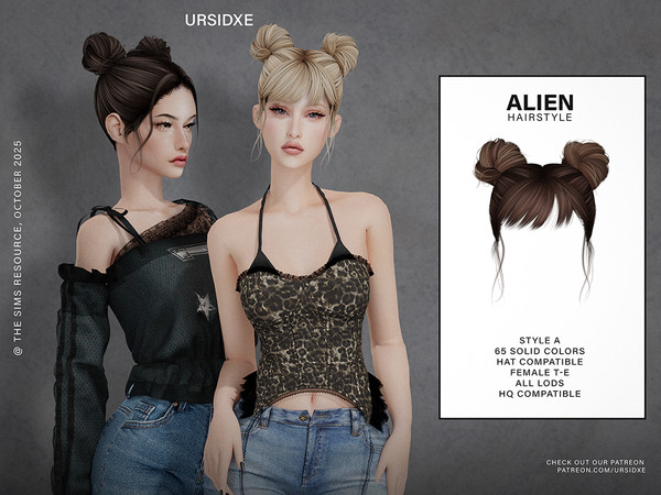 Sims 4 — Alien (Hairstyle) - Style A by Ursidxe — Female