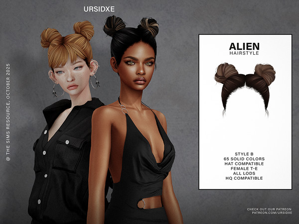 Sims 4 — Alien (Hairstyle) - Style B by Ursidxe — Female