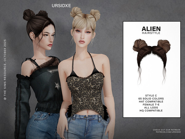 Sims 4 — Alien (Hairstyle) - Style C by Ursidxe — Female