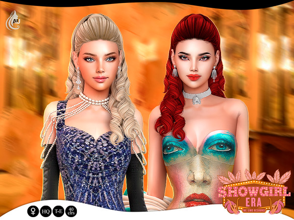 Sims 4 — Showgirl Era - Showgirl hairstyle v2 by Aurum — High ponytail with curly strands for your showgirl sim