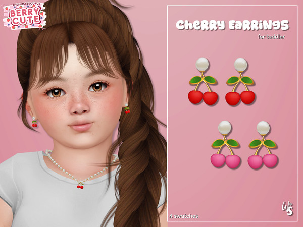 Sims 4 — Berry Cute - Cherry Earrings for toddler by WisteriaSims — - FOR TODDLER - NEW MESH - GIRLS - Earrings Category