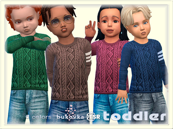 Sims 4 — Sweater Stripes by bukovka — Fashionable sweater for toddlers of both sexes: boys and girls in 6 color options.