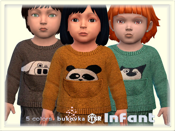 Sims 4 — Sweater Pocket by bukovka — Stylish sweater for infants of both sexes: boys and girls in 5 coloring options.