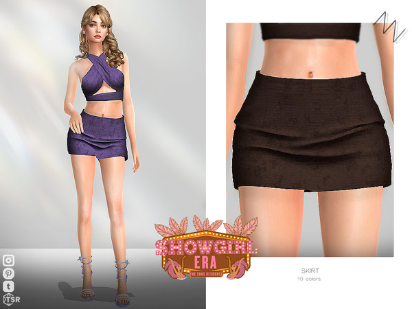 Sims 4 — SKIRT by ZNsims — short skirt, high waist, casual, tight, shiny