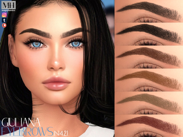 Sims 4 — Giuliana Eyebrows N421 by MagicHand — Sleek Arched Brows in 13 colors - HQ Compatible.