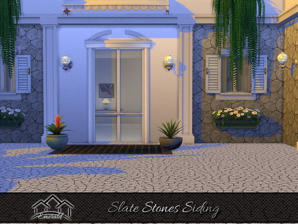 Sims 4 — Slate Stones Siding 2 by Emerald — Durable for exterior projects with natural looking appeal.