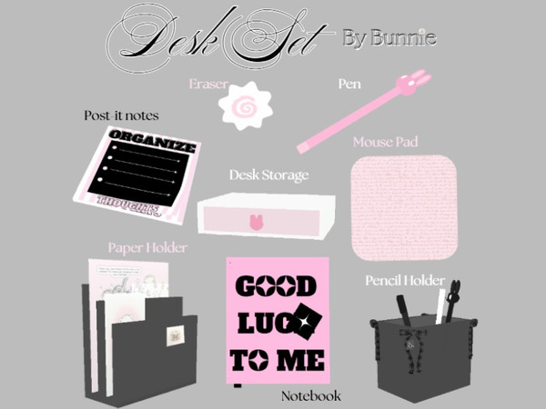 Sims 4 — Bunnie - Desk Set - Desk Storage by ThatBunnie — Cute deco for home office