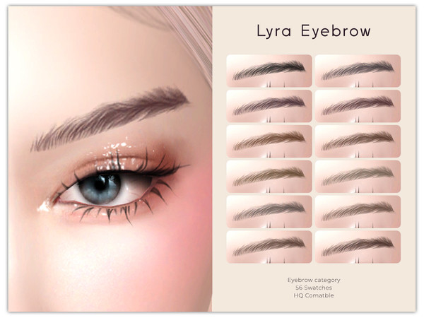 Sims 4 — Lyra Eyebrow by VELYSEA — -Eyebrow category -HQ comatble -56 swatches