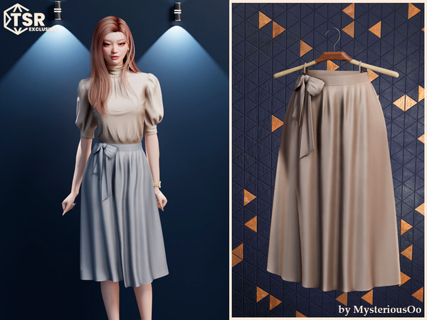 Sims 4 — Silk midi skirt with bow by MysteriousOo — Silk midi skirt with bow in 8 colors