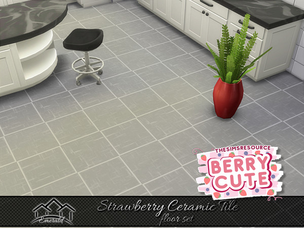 Sims 4 — Strawberry Ceramic Tile floor 2 by Emerald — Add a splash of color from a work of art that will add lasting