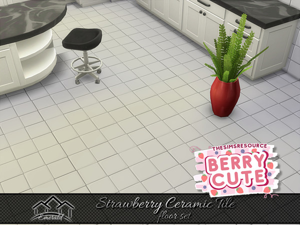 Sims 4 — Strawberry Ceramic Tile floor 5 by Emerald — Add a splash of color from a work of art that will add lasting