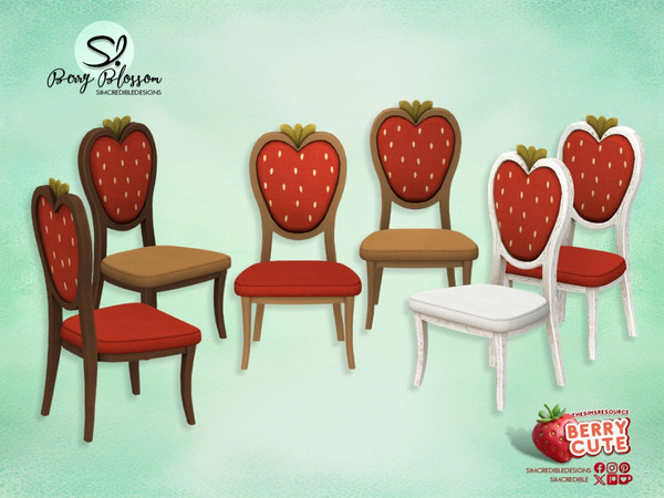 Sims 4 — Berry Blossom Dining Chair by SIMcredible! — While creating the Berry blossom set, our goal was to merge the