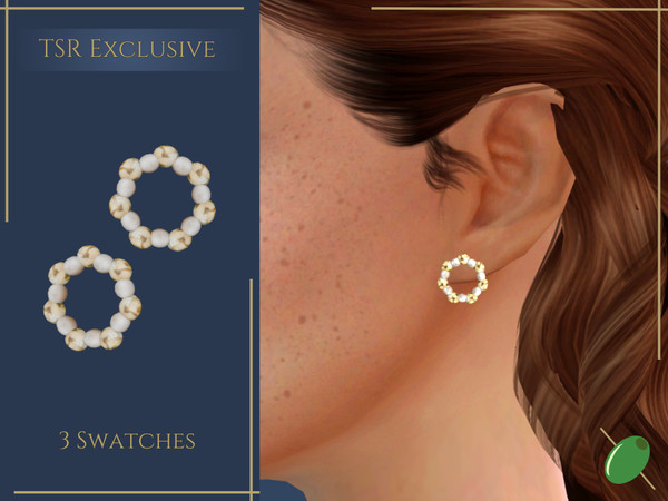 Sims 4 — Sara Earrings by Pitted0live — Round pearl and gold earrings Custom catalog image