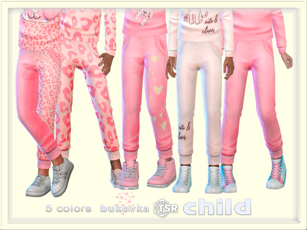 Sims 4 — Pants Pink Leopard by bukovka — Stylish pants for children, only for girls, available in 5 color options. It's a