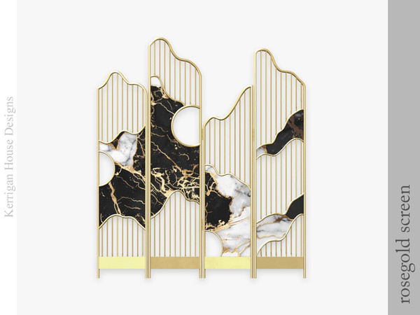 Sims 4 — Rosegold Screen by kerriganhouse — A set of luxury objects with gold accents.