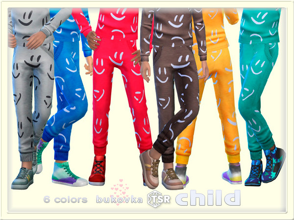 Sims 4 — Pants Smile by bukovka — Fashionable pants for both boys and girls in 6 color options. Installed independently,