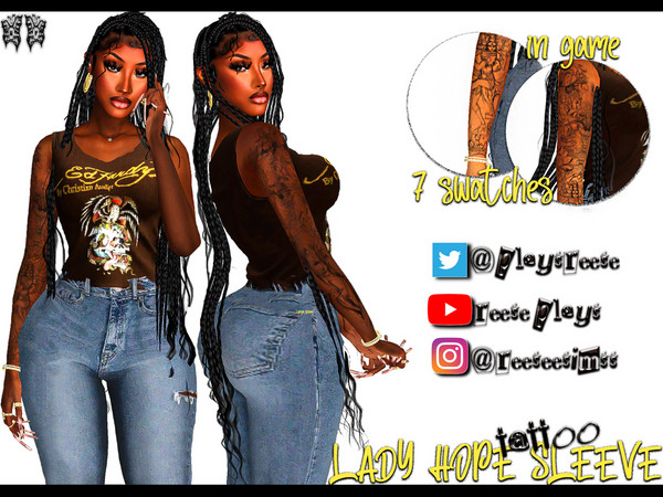 Sims 4 — Lady-Hope Full Arm Sleeve Tattoo by fairyreese — LadyHope Tattoo Sleeve