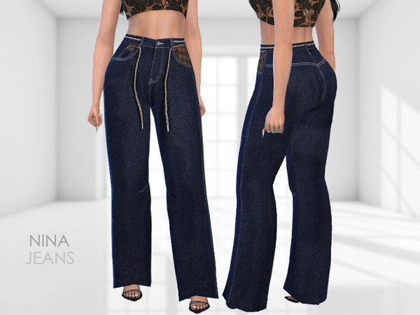 Sims 4 — Nina Jeans by Puresim — Denim jeans for female sims