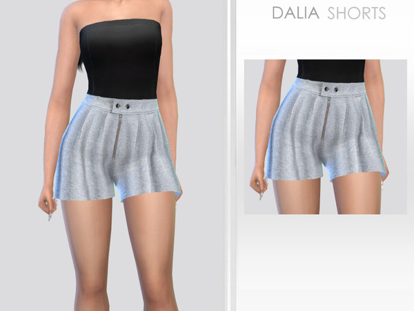 Sims 4 — Dalia Shorts by Puresim — Grey shorts for female sims