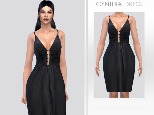 Sims 4 — Cynthia Dress by Puresim — Black dress for female sims