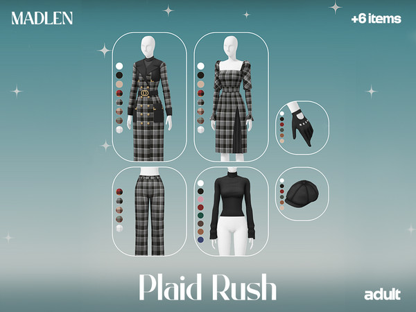 Sims 4 — [Madlen] PlaidRush Dress.package by Madlen — Plaid, but make it chic!