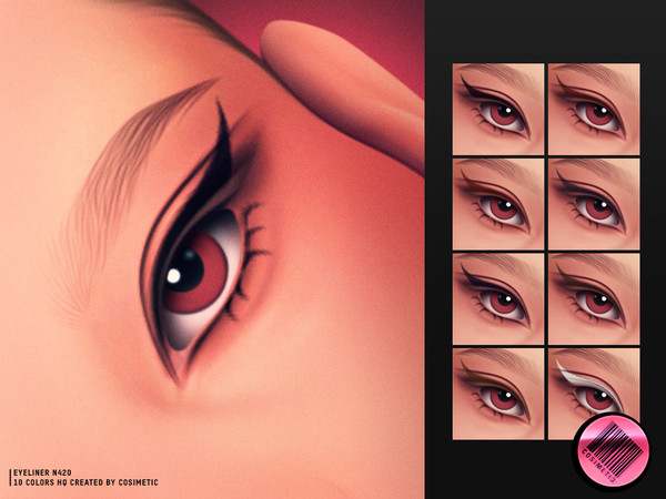Sims 4 — EYELINER WITH LASHES N420 by cosimetic — - Female