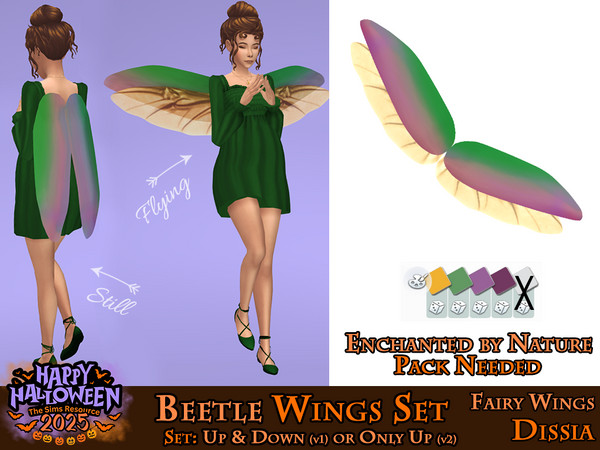 Sims 4 — Beetle Wings v2 (Only Up) by Dissia — Beetle insect wings with elytras (forewings)