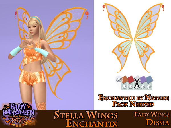 Sims 4 — Stella Enchantix Wings by Dissia — Popular cartoon fairy character Stella Enchantix wings.
