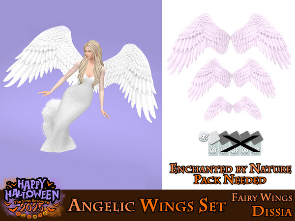Sims 4 — Angelic Wings v2 (Medium) by Dissia — Angel feather wings available in 3 sizes !! Enchanted by Nature Pack