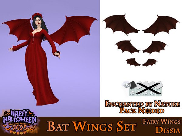 Sims 4 — Bat Wings v1 (Large) by Dissia — Bat or devil like shape wings available in 3 sizes !! Enchanted by Nature Pack