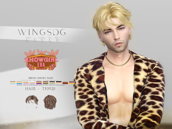 Sims 4 — WINGS-TF0920-Messy short hair by wingssims — Colors:30