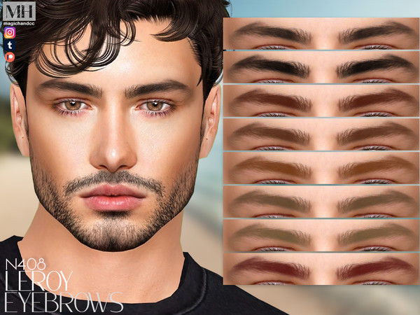 Sims 4 — [Patreon] Leroy Eyebrows N408 by MagicHand — Natural male brows in 13 colors - HQ Compatible.