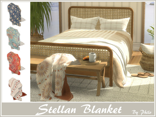 Sims 4 — Stellan Blanket by philo — Lovely blanket decor, ideal for boho interior. 6 Swatches