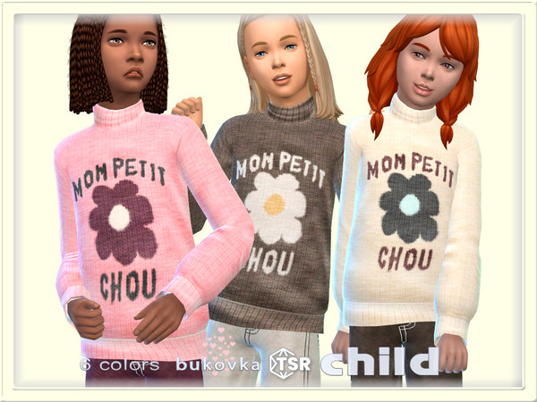 Sims 4 — Sweater Petit by bukovka — A cute sweater for a child, only for girls, in 6 color options. Installs