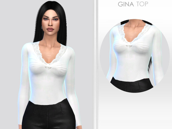Sims 4 — Gina Top by Puresim — White top for female sims