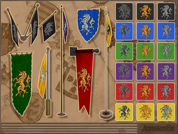 Sims 4 — [JEK] Shield of Glory Unicorn Edition by JensterEx — For the medieval nobility, their coat of arms was