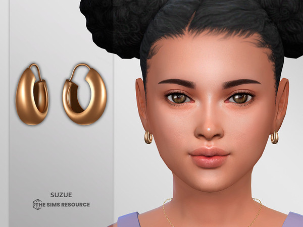 Sims 4 — Vera Hoops Earrings Child by Suzue — New Mesh (Suzue)